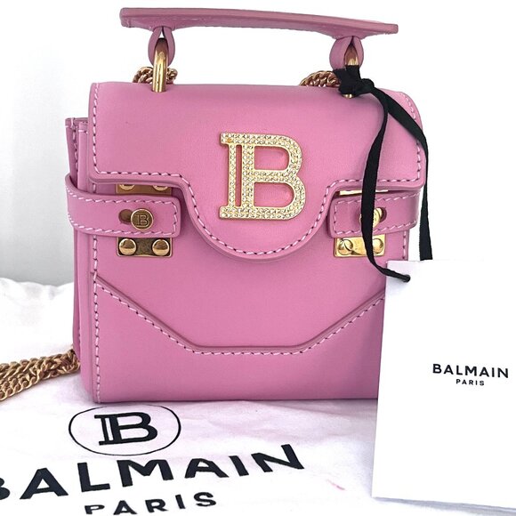Balmain Handbags - 【33MK】NEW $1650 Balmain B-Buzz Mini Pink Bag Crystal Logo